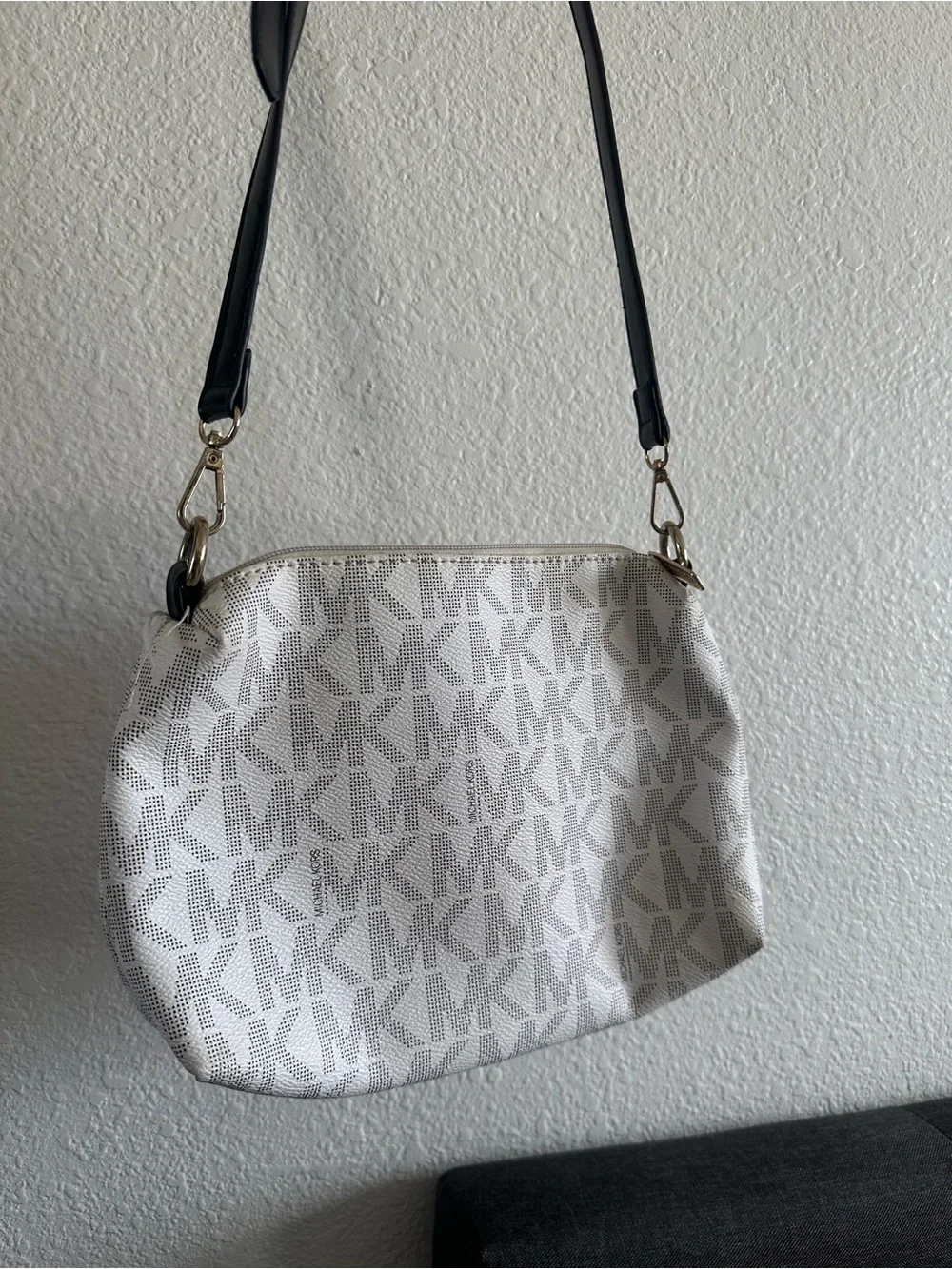 Michael Kors Vanilla Signature Monogram MK Crossbody Bag with Removable Strap